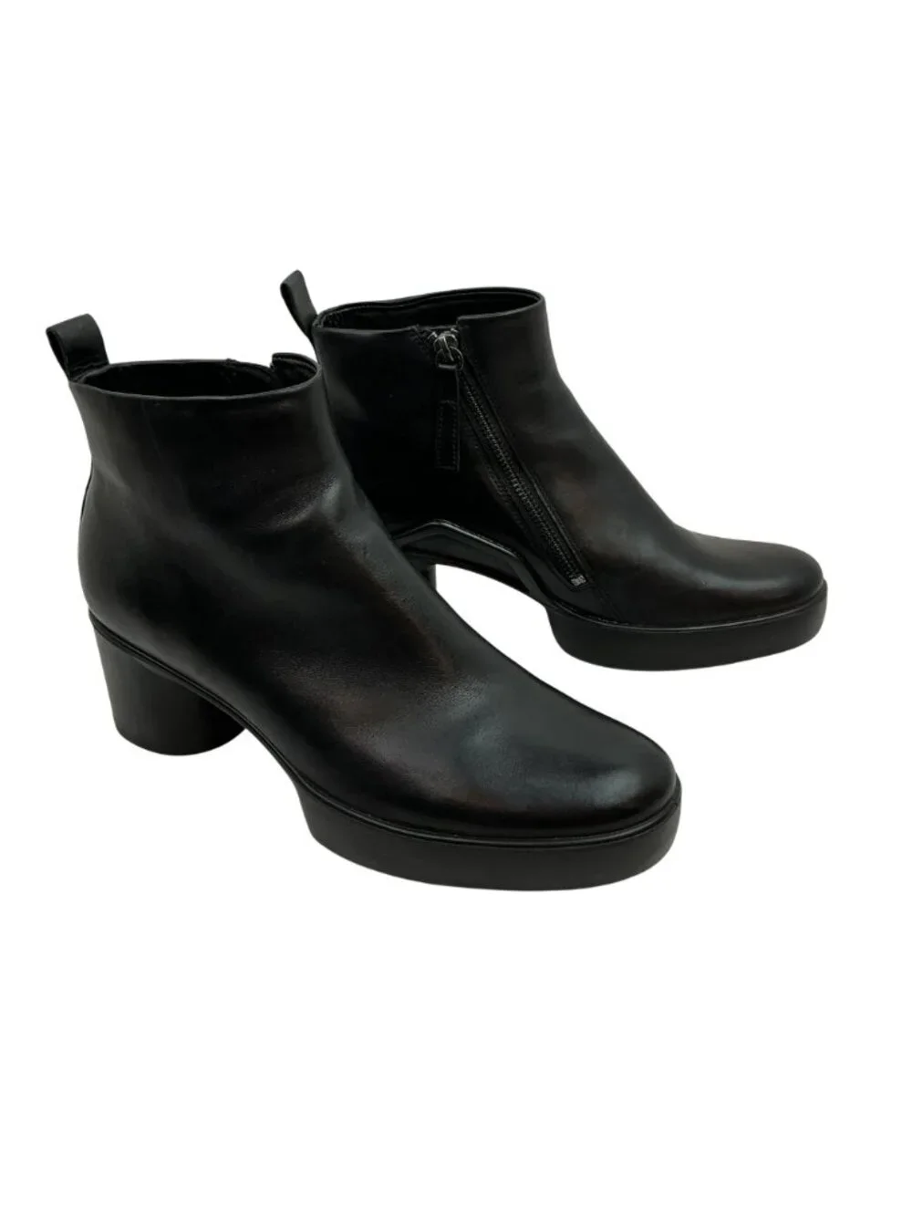 Ecco Shape Sculpted Motion 35 Leather Zip Ankle Boots Womens 9-9.5 Black NEW